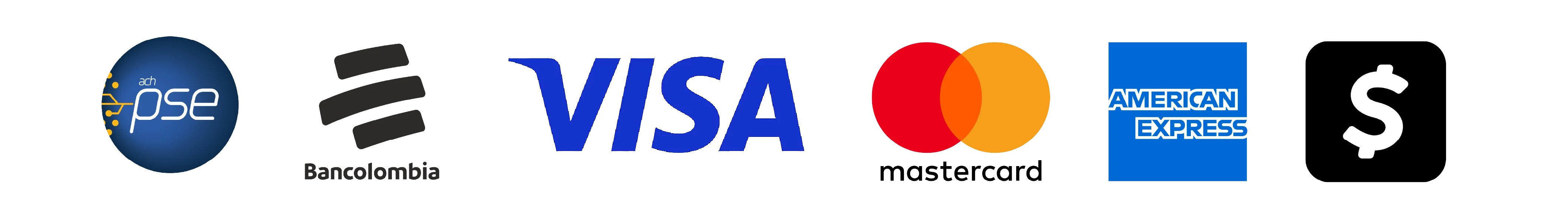 Medios de pago aceptados: PSE, Bancolombia, Visa, Mastercard, American Express y Nequi